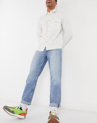 ASOS DESIGN - Vaskede blå croppede jeans med vide lige ben i lys vasket blå
