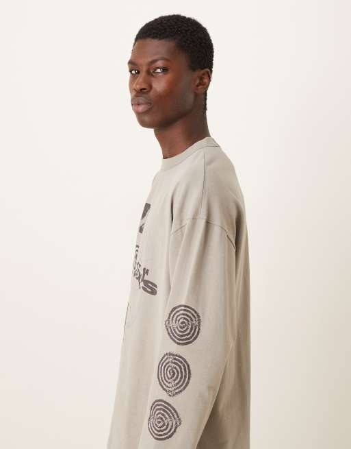 ASOS DESIGN - Vasket beige T-shirt med lange ærmer og 'Sun Chaser'-grafik , 4 af 5