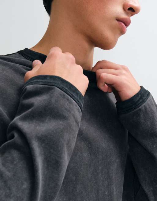 ASOS DESIGN vasket boxy oversized ringer-top med lange ærmer i kulgrå, 2 af 5