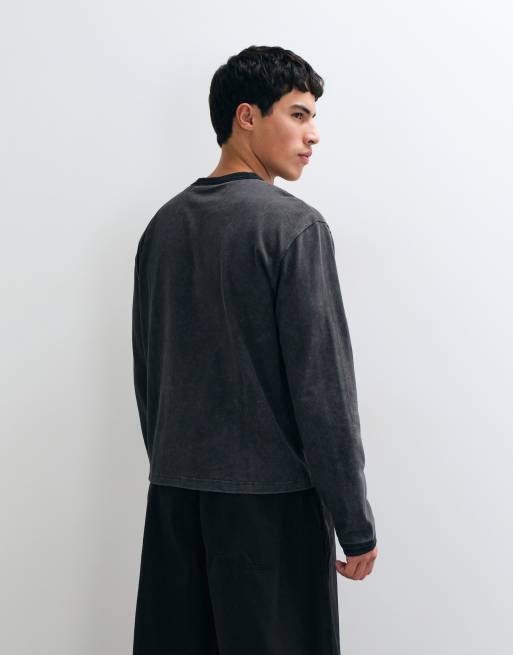 ASOS DESIGN vasket boxy oversized ringer-top med lange ærmer i kulgrå, 5 af 5