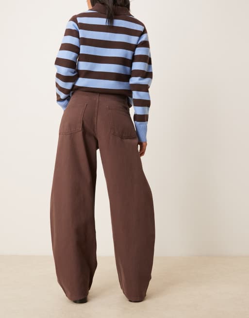 ASOS DESIGN - Vasket chokoladebrune jeans med høj talje og tøndeformede ben, 3 af 5
