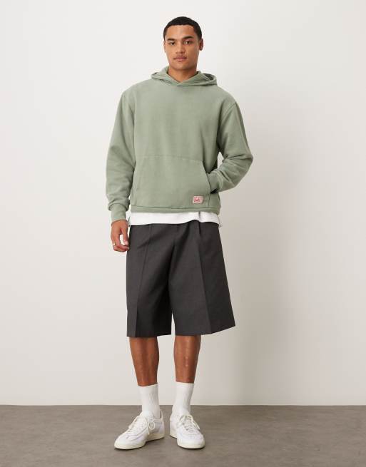 ASOS DESIGN - Vasket grøn afslappet hættetrøje med vævet logodetalje, 2 af 5
