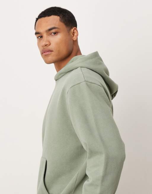 ASOS DESIGN - Vasket grøn afslappet hættetrøje med vævet logodetalje, 4 af 5