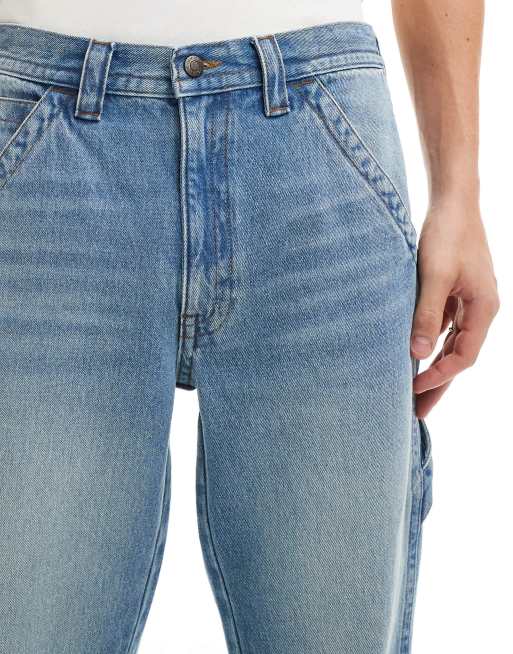 ASOS DESIGN - Vasket lyseblå jeans med lige ben og tømrerdetaljer , 4 af 5