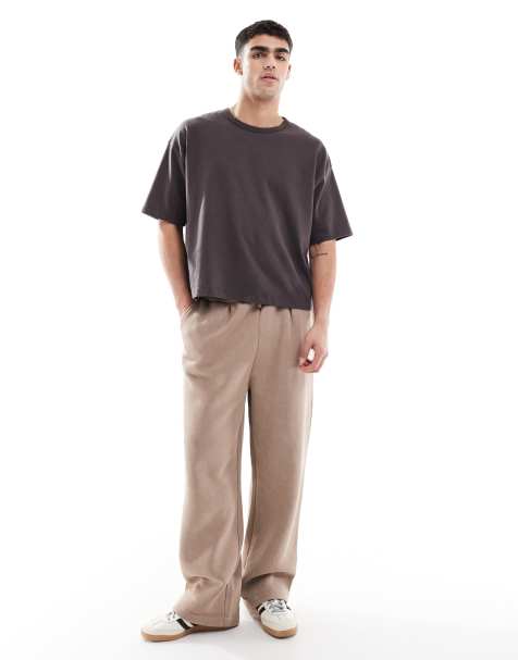 ASOS DESIGN - Vasket lysebrune joggingbukser med vide ben - view 1