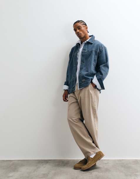 ASOS DESIGN - Vasket mellemblå oversized Harrington-jakke i denim - view 1
