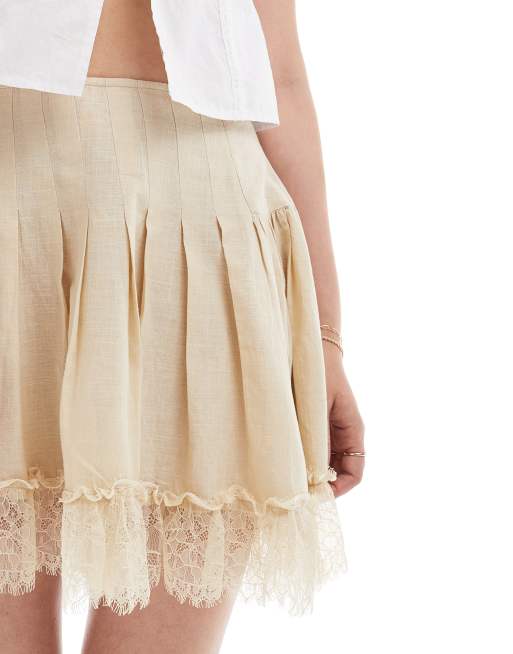 ASOS DESIGN - Vasket og cremehvid mininederdel med blondekant, 5 af 5