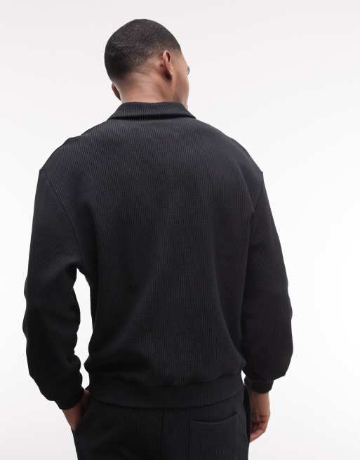 ASOS DESIGN - Vasket sort afslappet polo i ribstrikket jersey - Del af sæt, 5 af 5