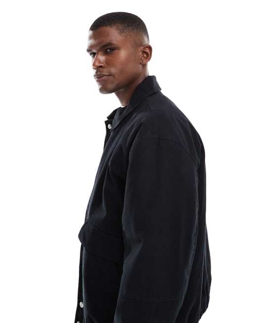 ASOS DESIGN - Vasket sort bomber-jakke, 4 af 5