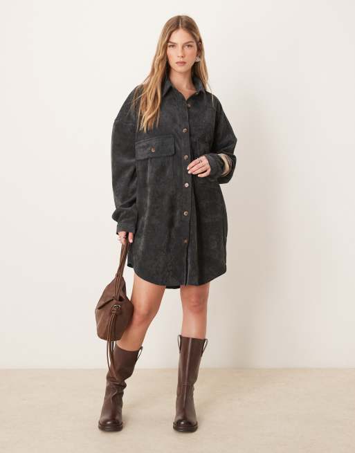 ASOS DESIGN - Vasket sort oversized skjortekjole