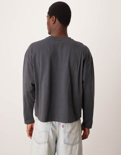 ASOS DESIGN - Vasket sort oversized T-shirt med print på brystet i firkantet pasform, 4 af 4