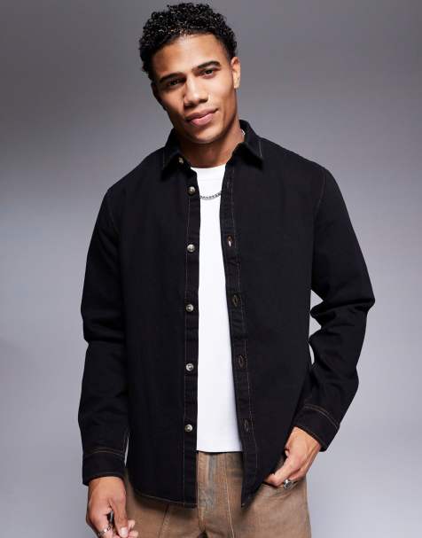 ASOS DESIGN - Vasket sort overskjorte i denim - view 1