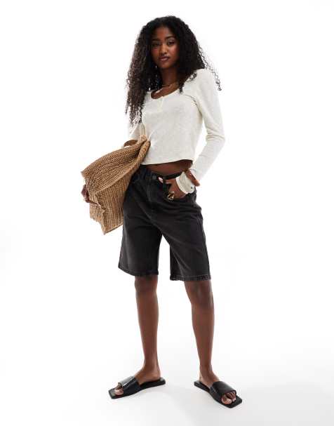 ASOS DESIGN - Vasket sorte bermudashorts i denim - view 1