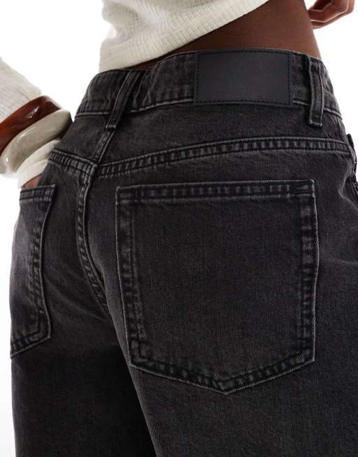 ASOS DESIGN - Vasket sorte bermudashorts i denim, 3 af 5