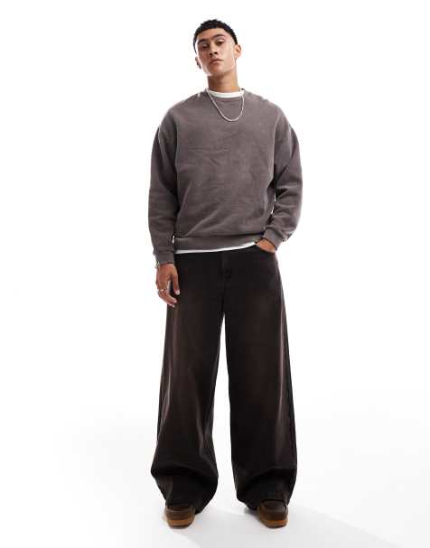 ASOS DESIGN - Vasket sorte superposede jeans med brunt skær - view 1