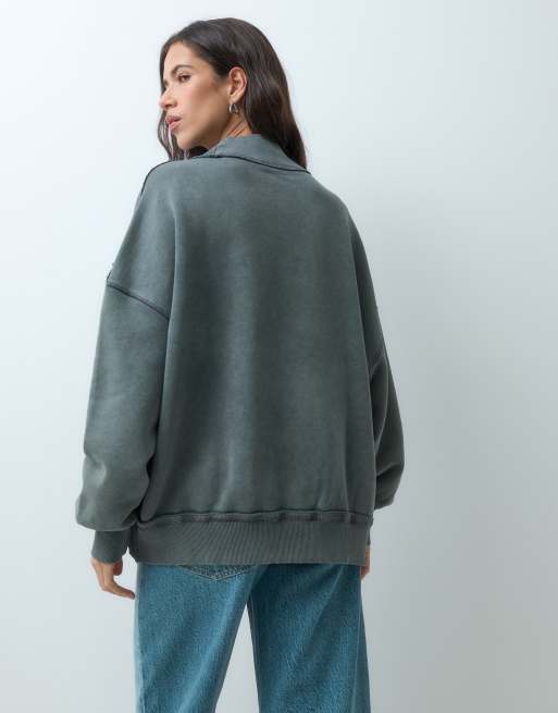 ASOS DESIGN vasket sweatshirt med sænkede skuldre i kulgrå, 4 af 5
