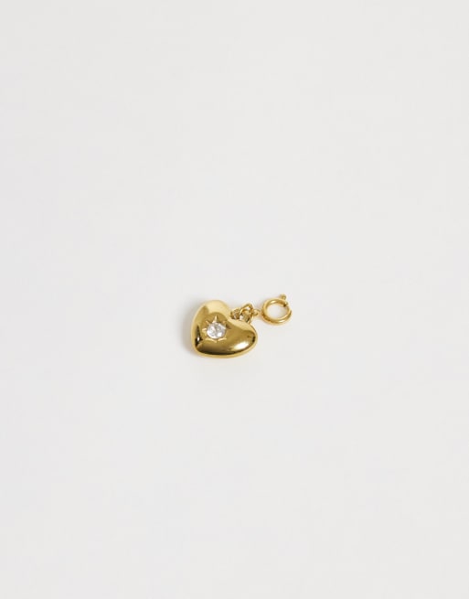 ASOS DESIGN vattenavvisande charm i rostfritt stål med utbytbart hjärta i guld, 4 av 4