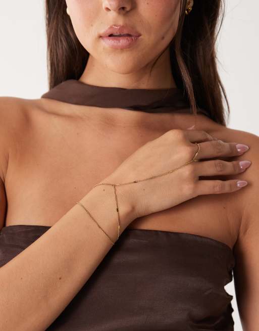 ASOS DESIGN vattentät handkedja i rostfritt stål i guldfärg, 3 av 3