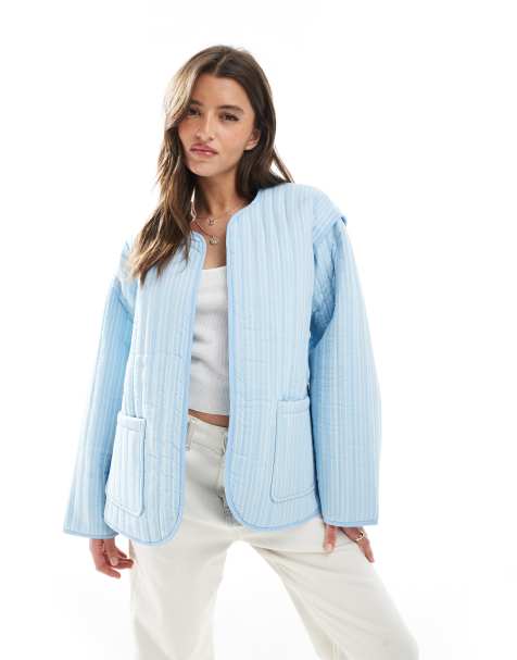 ASOS DESIGN - Vatteret babyblå jakke med striber - view 1