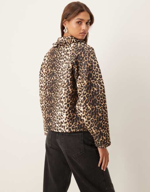 ASOS DESIGN - Vatteret og langærmet jakke med leopardprint og gingham-tern, 2 af 4