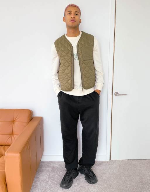 ASOS DESIGN - Vatteret vest i kakigrøn