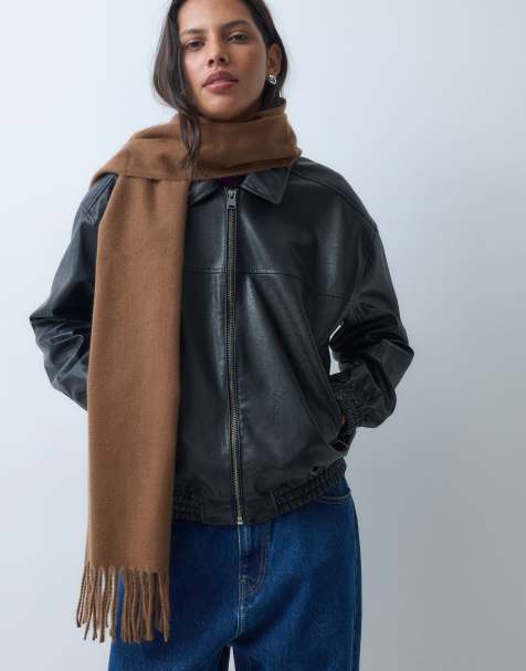 ASOS DESIGN vävd scarf med fransar i kamelfärg - view 1