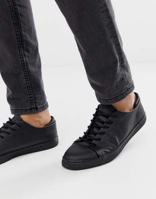 ASOS DESIGN Vegan Trainers In Black With Toe Cap