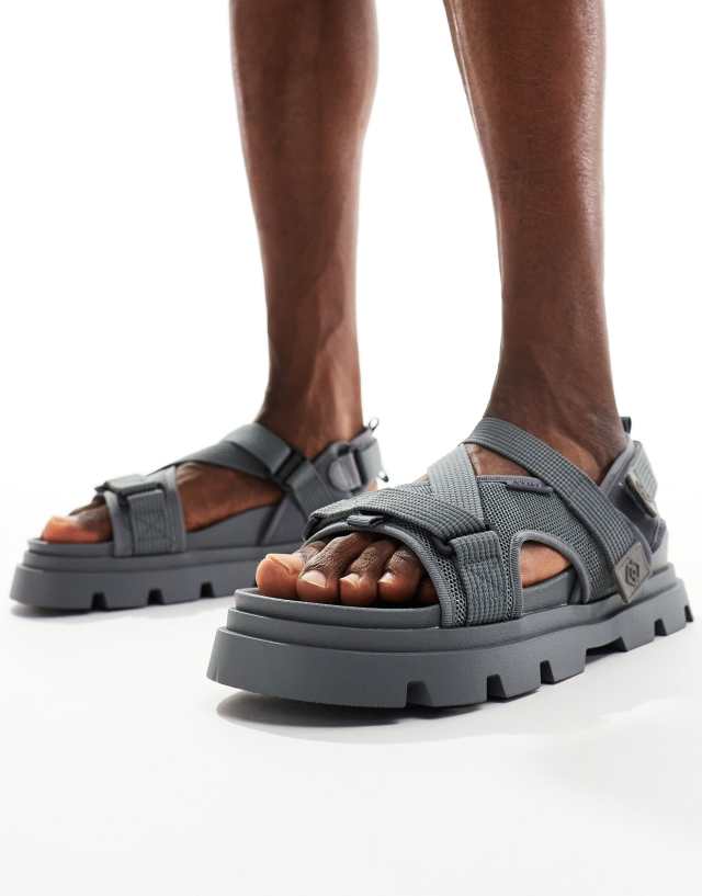 ASOS DESIGN - velcro strap tech sandal in grey