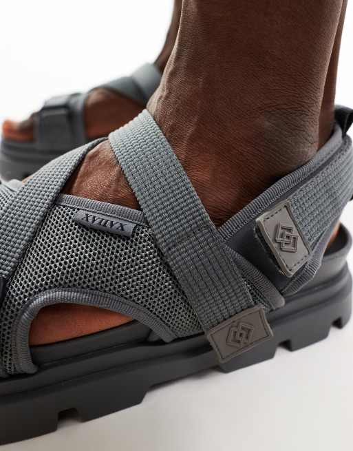 ASOS DESIGN velcro strap tech sandal in grey ASOS