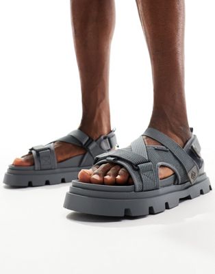 Asos Design Velcro Strap Tech Sandals In Gray