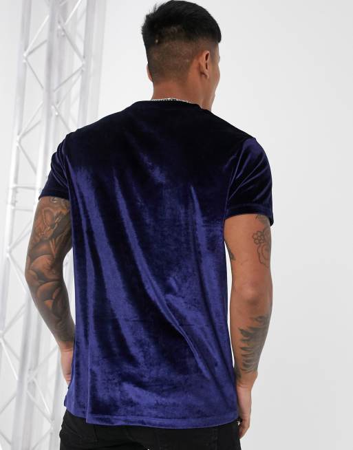 Reebok velour t-shirt with central logo in navy exclusive to asos