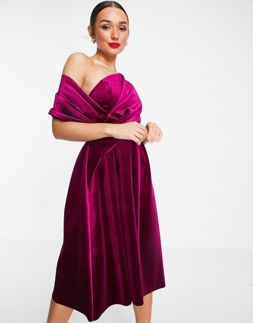 Asos pink velvet on sale dress