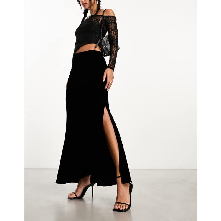 Velvet long skirt design sale