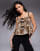 asos design velvet bow detail square neck cami in leopard print satin