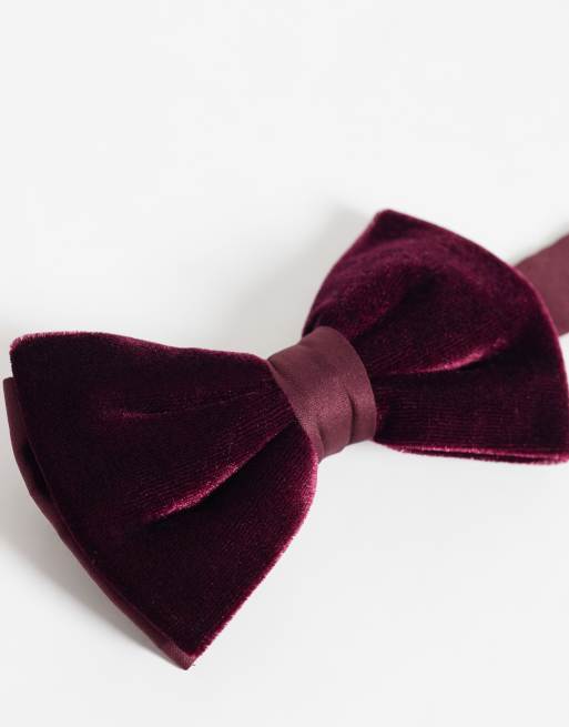 ASOS DESIGN velvet bow tie giftbox in burgundy, 2 of 3