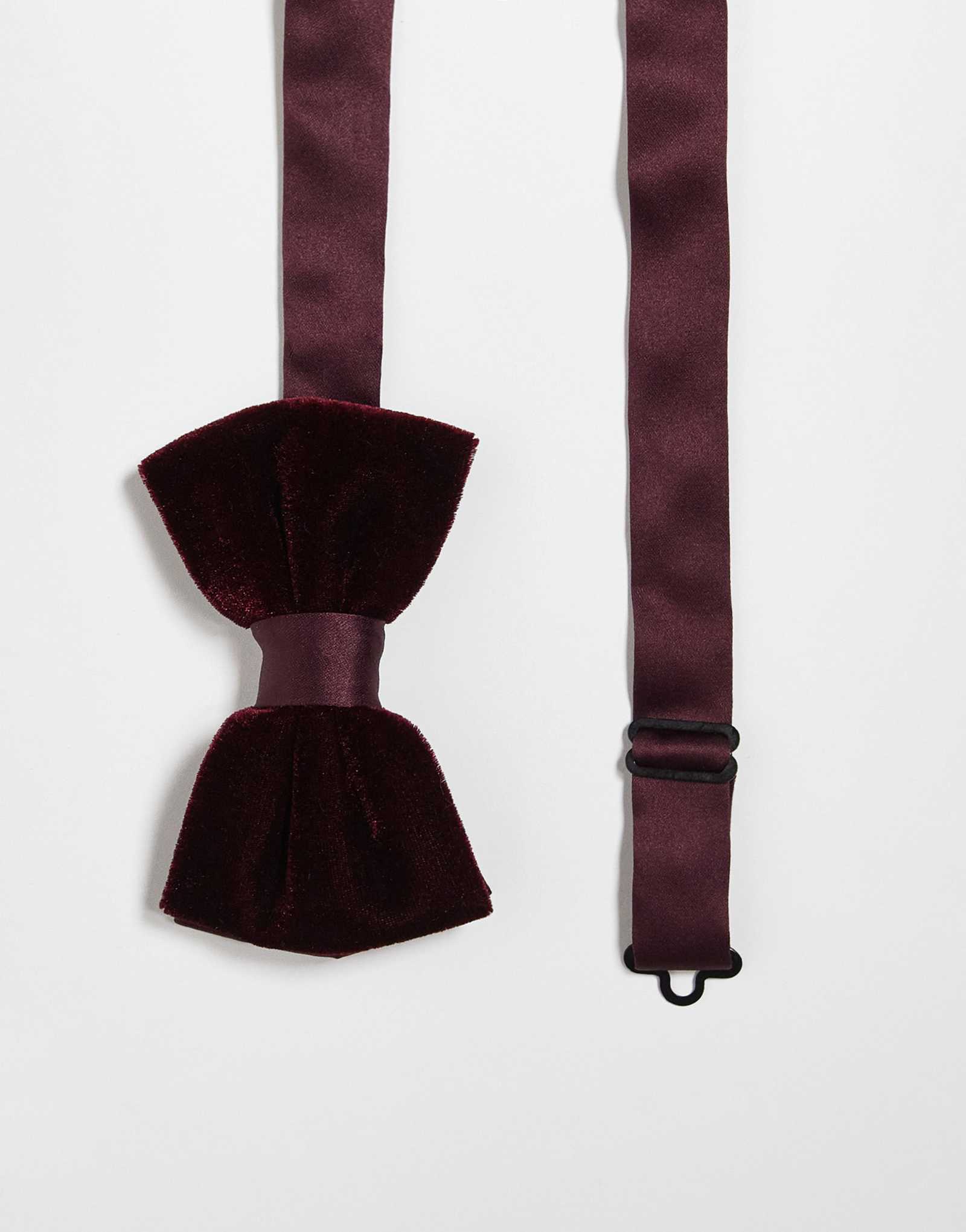Дизайнерский бархатный галстук-бабочка ASOS бордового цвета