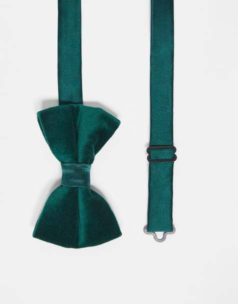 ASOS DESIGN velvet bow tie in green - view 1