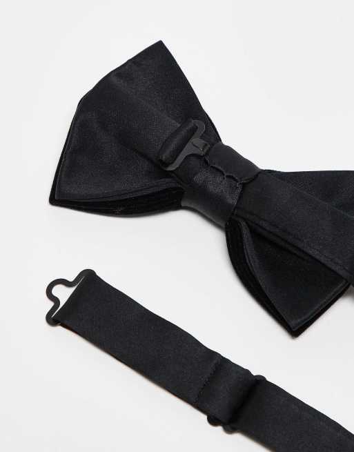 ASOS DESIGN velvet bow tie with satin detail in black, 4 of 4