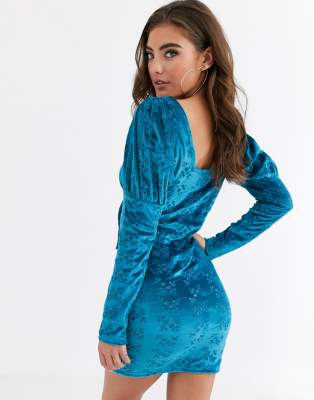 asos blue velvet dress