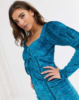 asos blue velvet dress