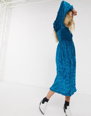 asos blue velvet dress