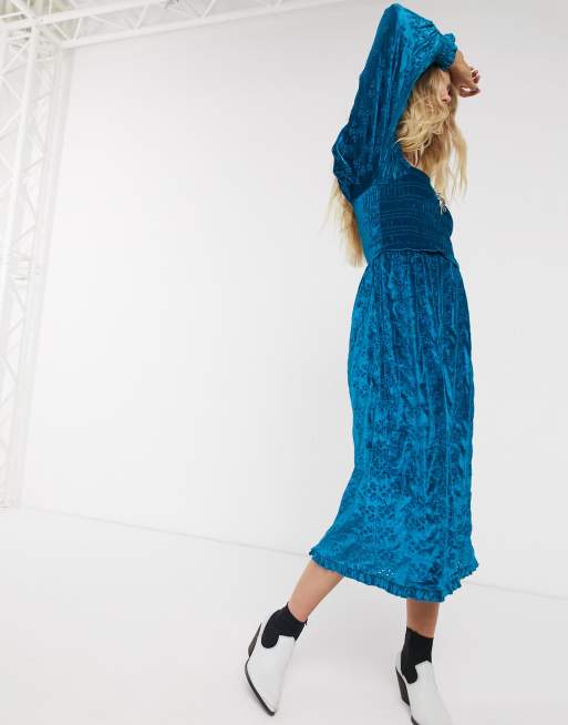 Asos blue hotsell velvet dress