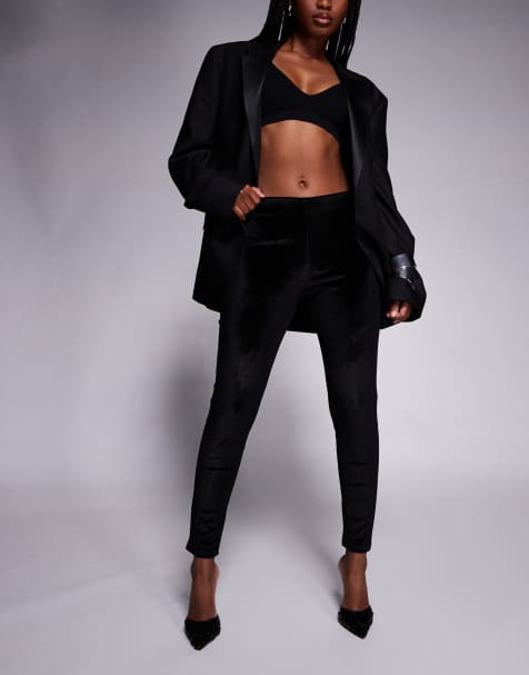 ASOS DESIGN velvet cord legging in black - view 1