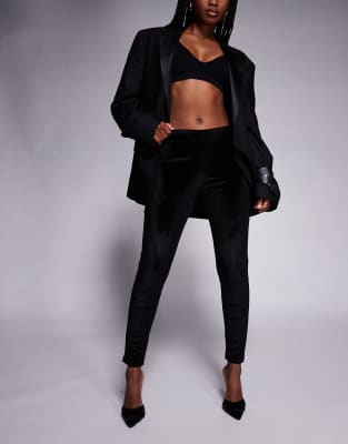 Asos Design Velvet Corduroy Leggings In Black