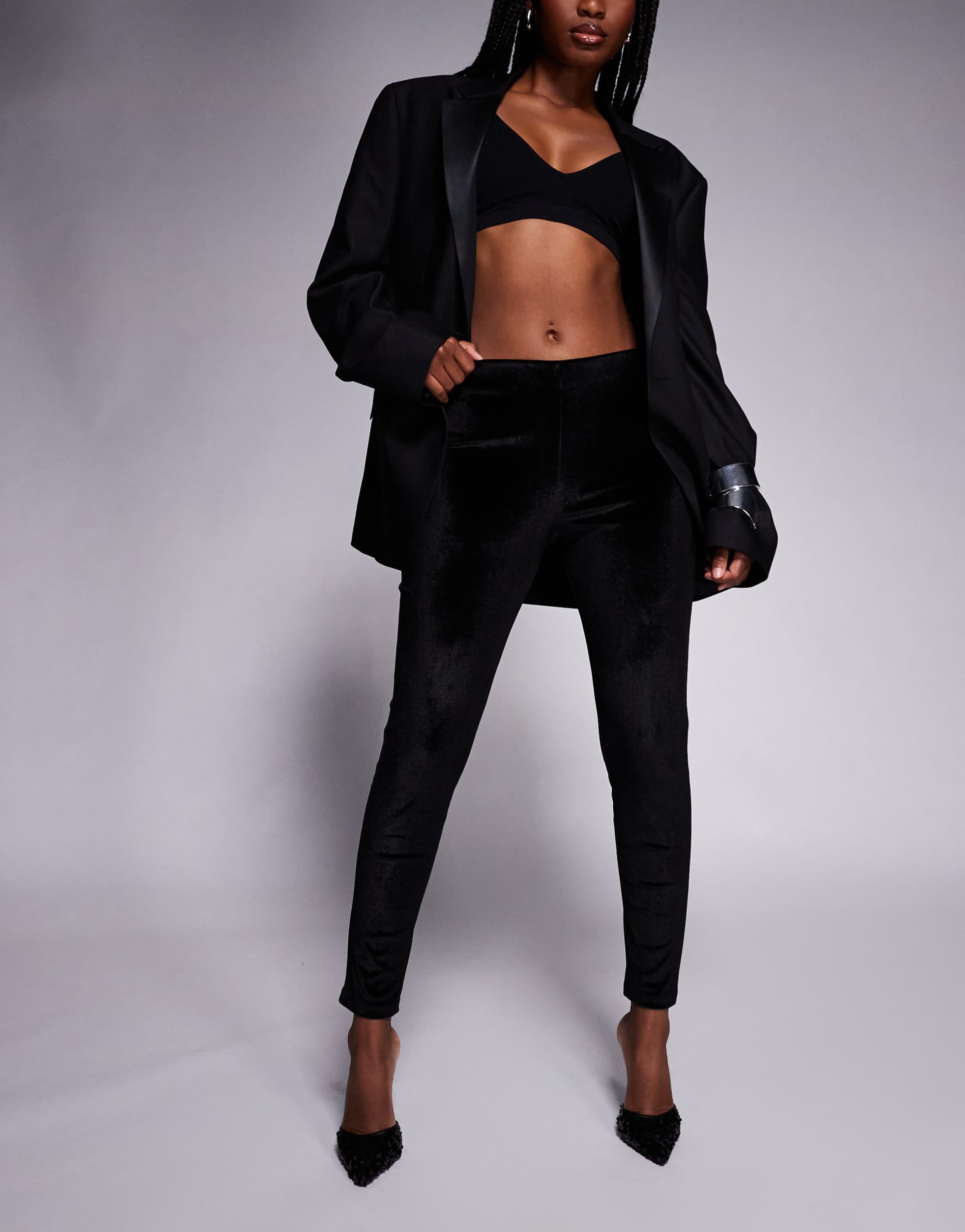 asos design velvet corduroy leggings in black