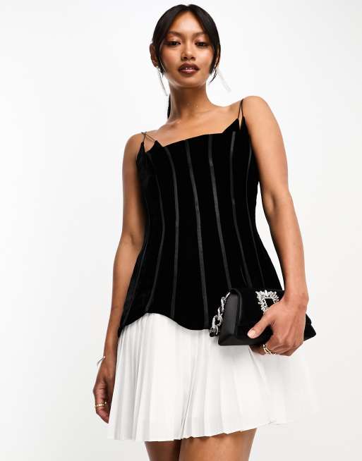 Asos black pleated dress on sale