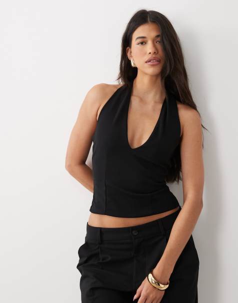 ASOS DESIGN velvet corset seam bubble hem top in plum - view 1
