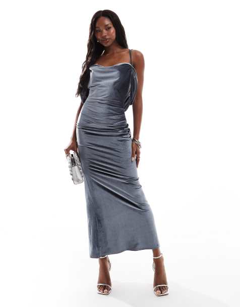 Dark grey midi dress best sale