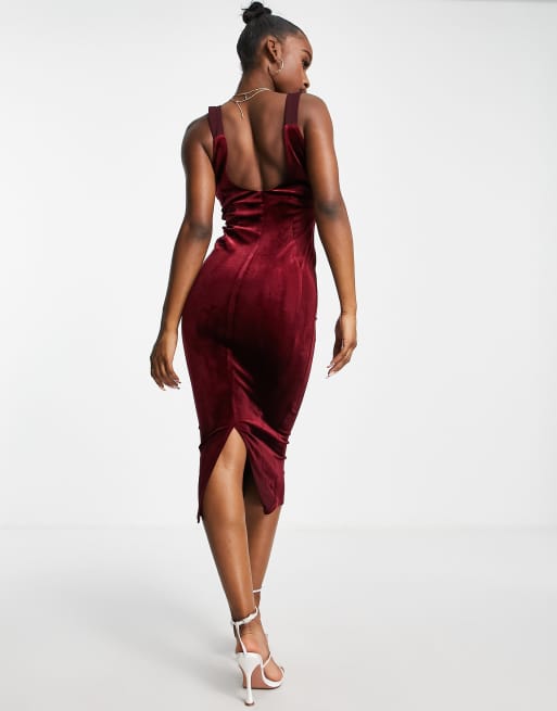 asos burgundy velvet dress