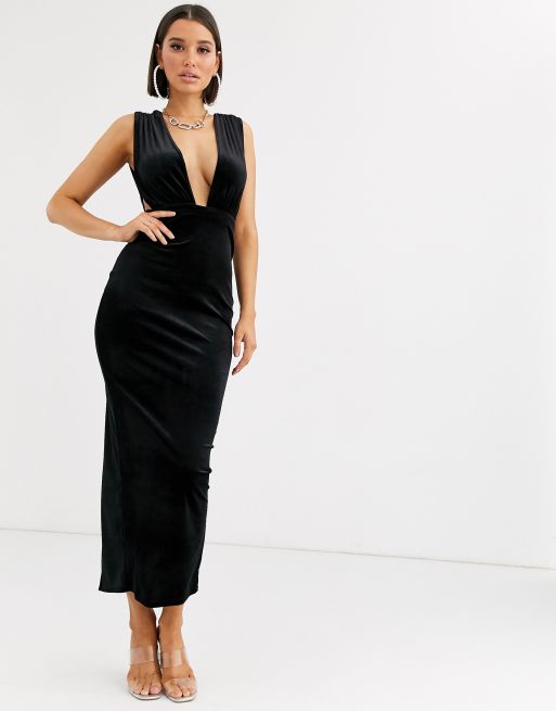 Jaded Rose Exclusive Velvet Maxi Dress With Cowl Back And Gloves In ...